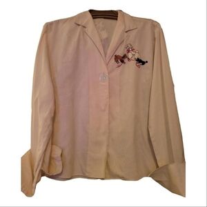 1940's RARE Poodle Appliqué Collared Blouse